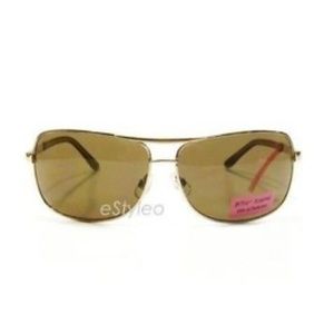 Betsey Johnson Aviator Sunglasses Shield Gold